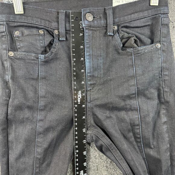 Rag & Bone Yuki Jeans Women's 26 Black Navy Coal Bar Skinny Stretch Slit - Picture 6 of 13